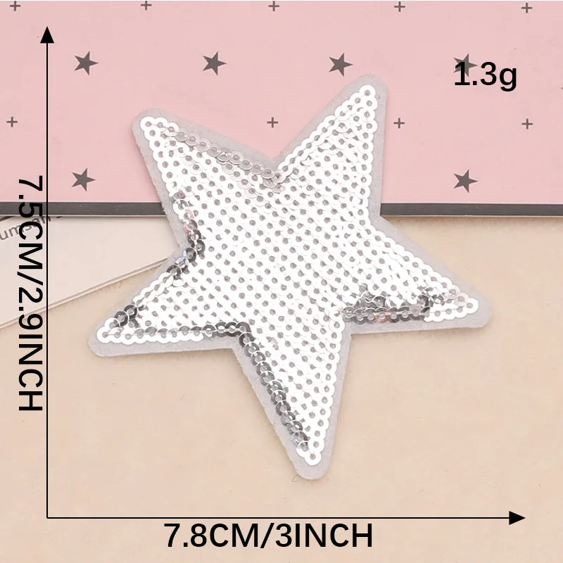 Wholesale 10pcs Sequin Star Patches for Clothing Jeans T-shirt Backpack Badges Iron on Patch Embroidered Emblem Clorhing Sticker