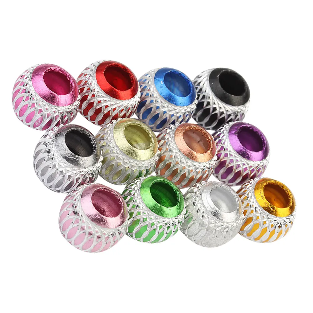 

30 pcs Aluminum Threaded Beads 5 2mm Hole Round DIY Craft Jewelry Making Beads Bracelet Necklace Project Accessories