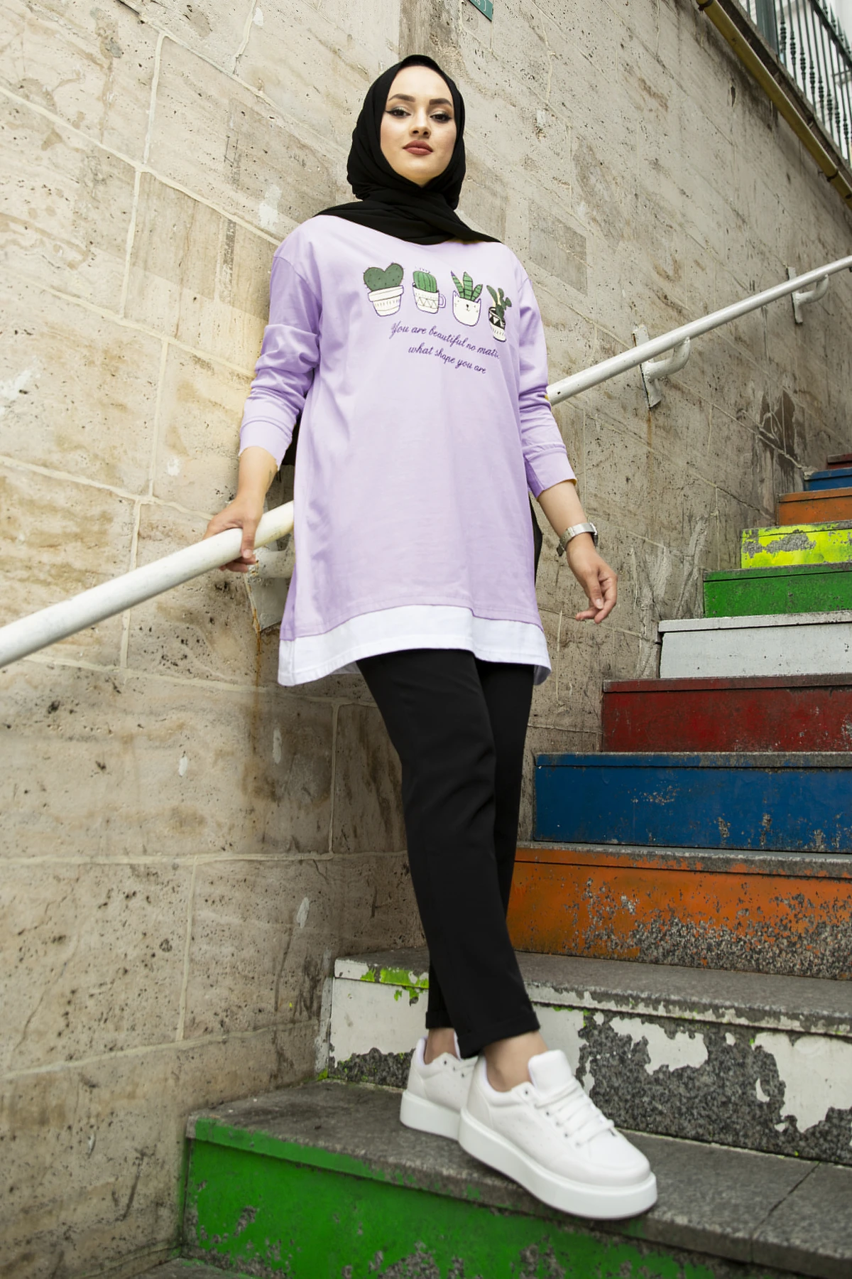 

Printed Sweat Tunik NY Lilac