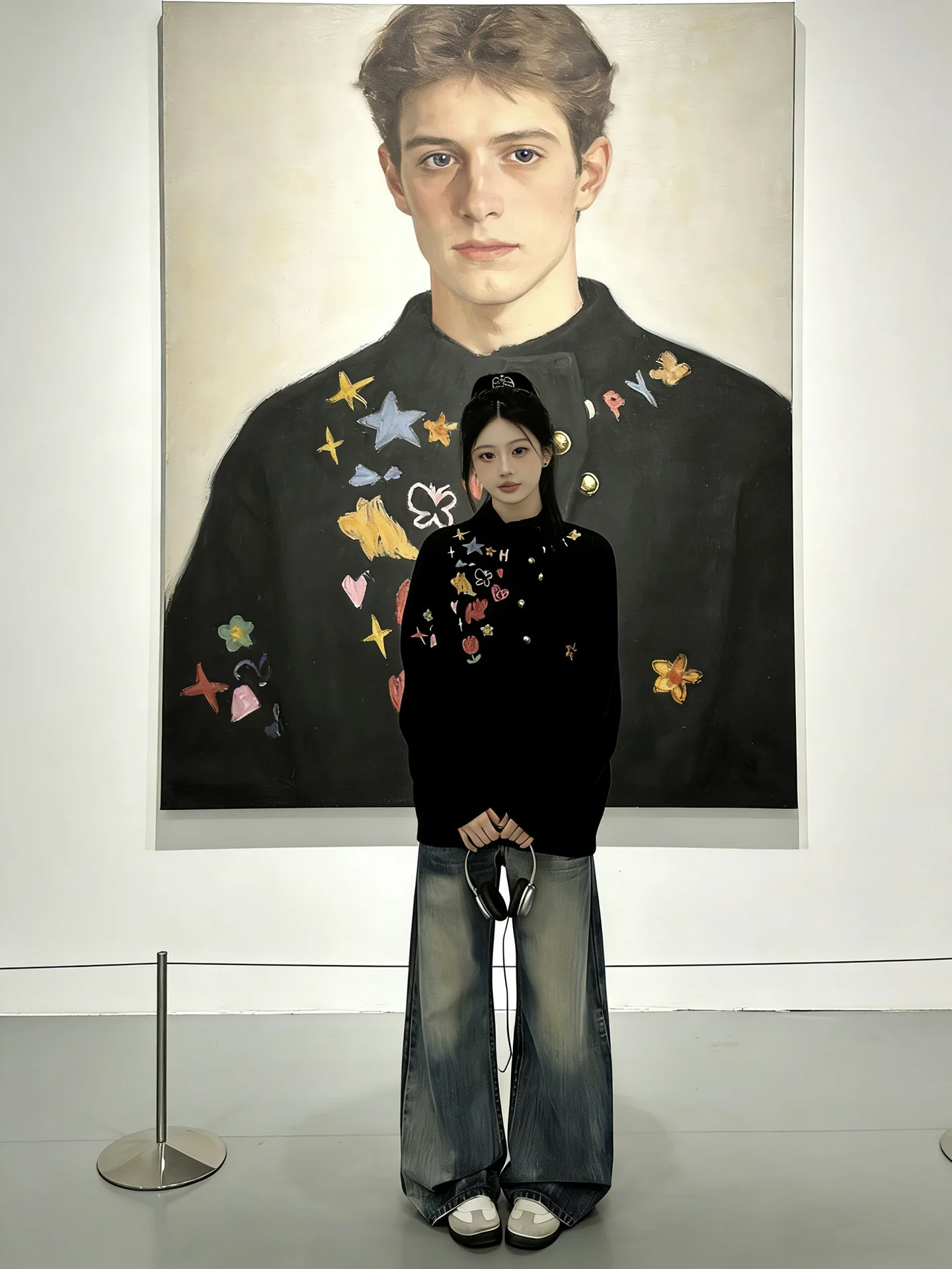 

Bla Print Asymmetrical Button Sweater Men Women Autumn Winter Thi Knitted irt Couple Lazy Sle Jaet Long Sve roun...