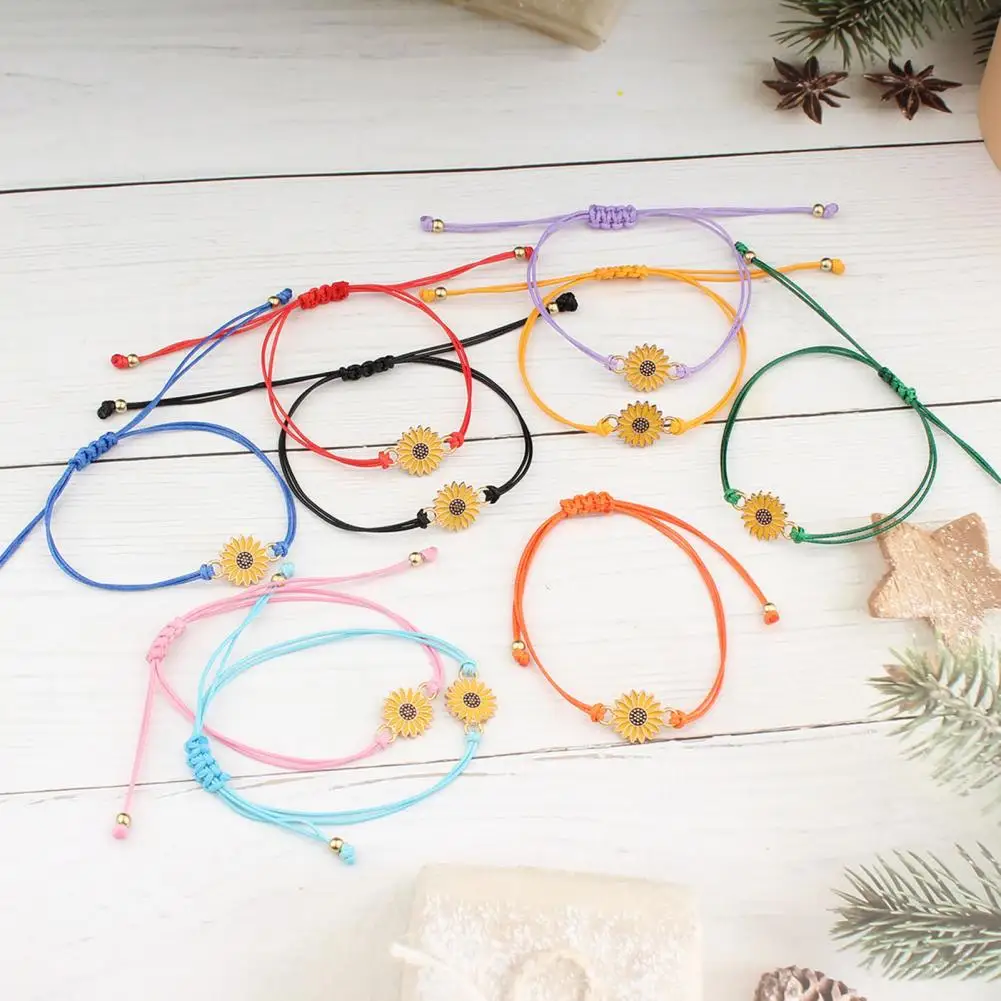 Adjustable Braided Bracelet Spring Style Jewelry 2pcs Braided Friendship Bracelets Adjustable Drawstring Wristbands