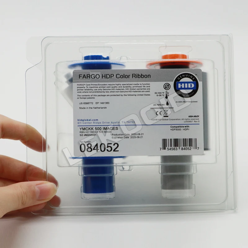 hid fargo hdp5000 original  ymckk ribbon 084052 hdp5000e card printer color ribbon 084512