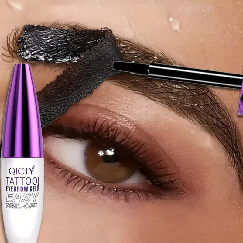 Waterproof Peel-off Eyebrow Tattoo Tint Gel Lasting Film Forming Black Eyebrow Dye Cream Semi-permanent Natural Eyebrow Makeup