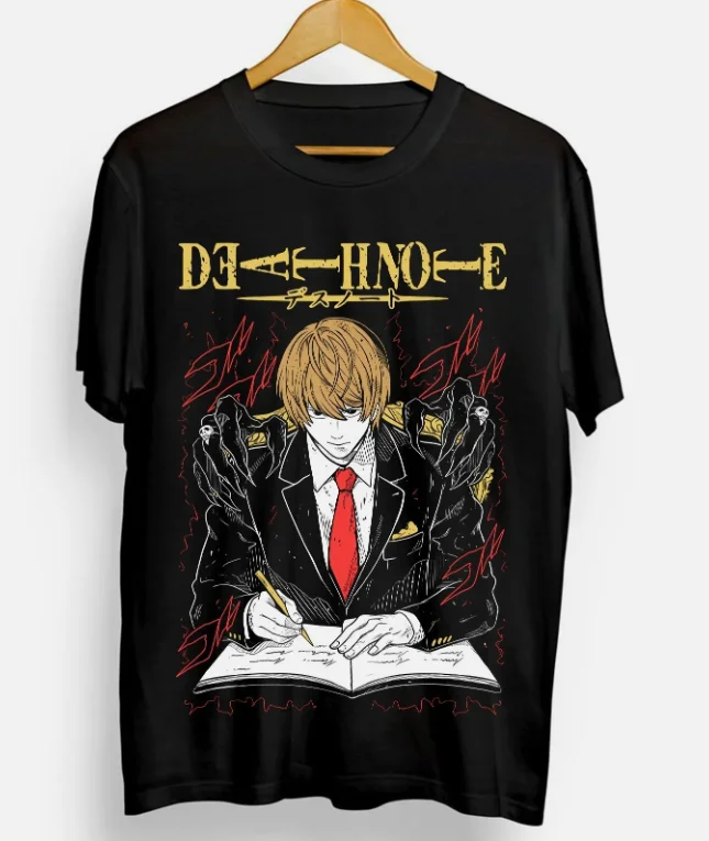 Kira Ryuk T-Shirt Death Note L Manga Strip Horror Anime Black Tee Shirt All Size