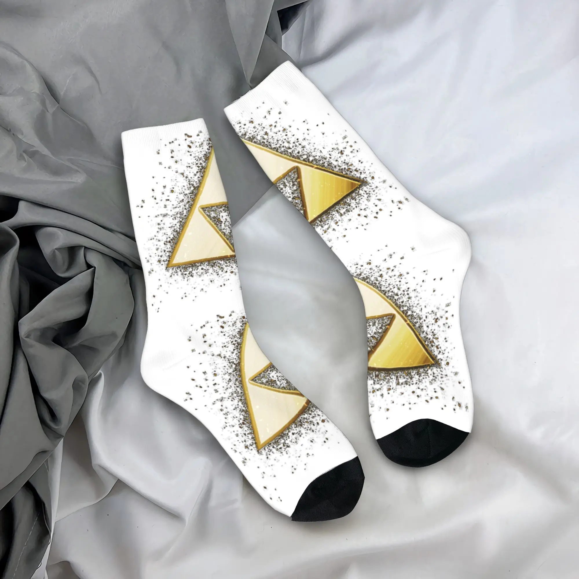 Calcetines Zelda con símbolo de Triforce dorado para todas las estaciones, medias Harajuku de alta calidad, calcetines de tripulación para hombres y mujeres, regalo de cumpleaños