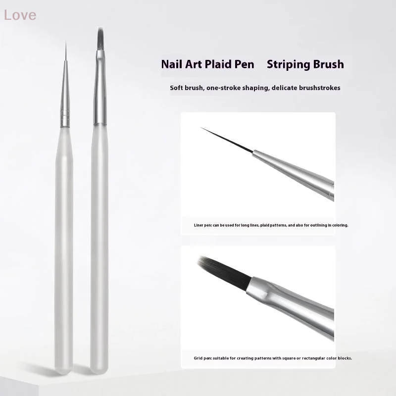[L&P] مسمار الفن فرشاة طويلة مدقق رسم خط فرشاة الأشعة فوق البنفسجية فرشاة جل العلاج بالضوء القلم الاكريليك مانيكير أداة