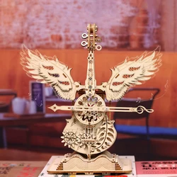 NEW DIY 3D Puzzle Wooden Miniature Building Kit Angel's Instrument Cello Jigsaw Puzzle With Music for Children Birthday Gifts