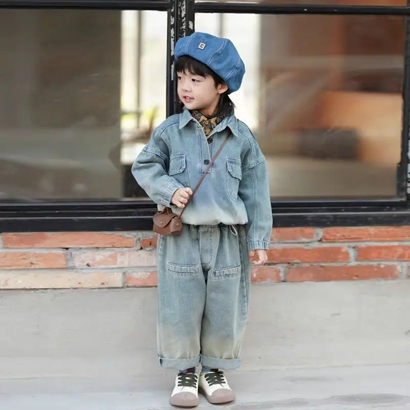 

Children's Clothing 2024 Spring And Autumn New Boys' Sets Cowboy Sweatshirt Jeans Two-piece Suits Fashionable Street Sets