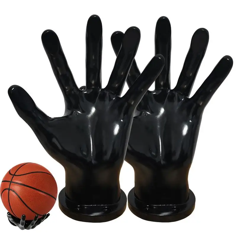 Basketball Wall Mount 2X Hand Sculpture Ball Holder Soccer Wall Decor For Soccer Basketball Volleyball Sports Room Decor