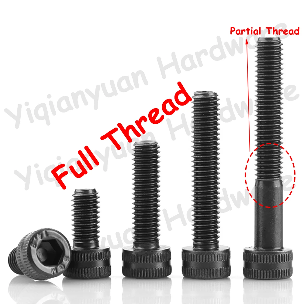 Yiqianyuan M14xP2.0 고강도 합금강 육각 소켓 널링 캡 헤드 나사 DIN912 등급 14.9 산업용 알렌 키 볼트