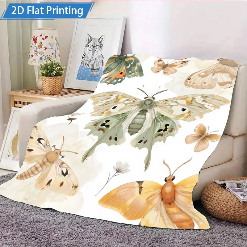 1 قطعة بطانية الفانيلا فراشة حديقة طباعة بطانية الصوف الناعمة لديكور المنزل المريح #4