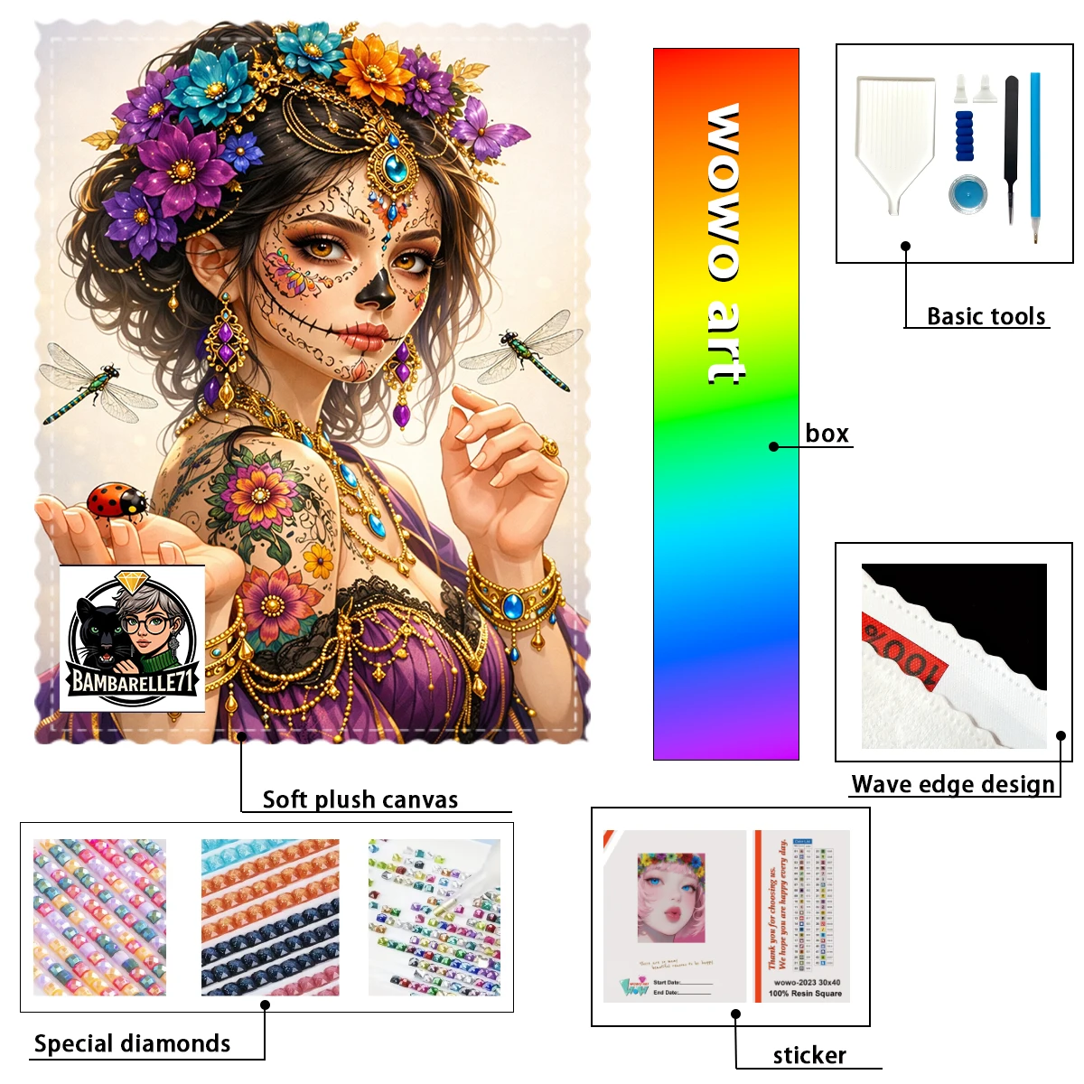 【bambarelle71-diamond-art】la-chica-perfecta-resin-fd-ab-cr-mt-are-dazzlingly-intertwined-with-flocking