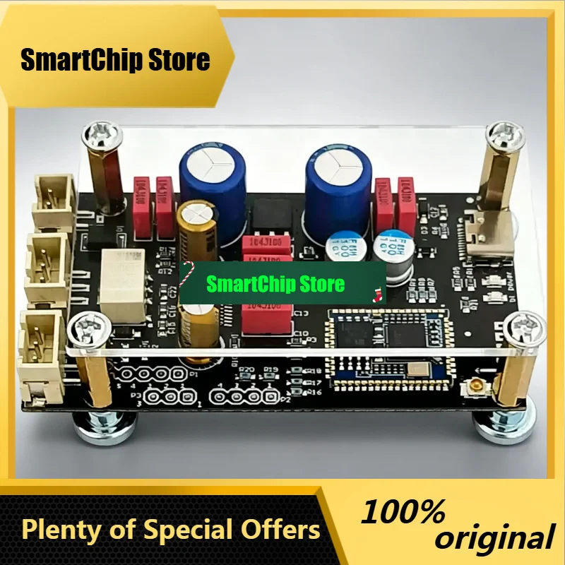 SmCpDC 8-32V Bluetooth 5.1 Lossless Decoding Board QCC5125 QCC3034 Type-C AUX APTX LDAC Onboard Antenna Decoder With Acrylic Cas