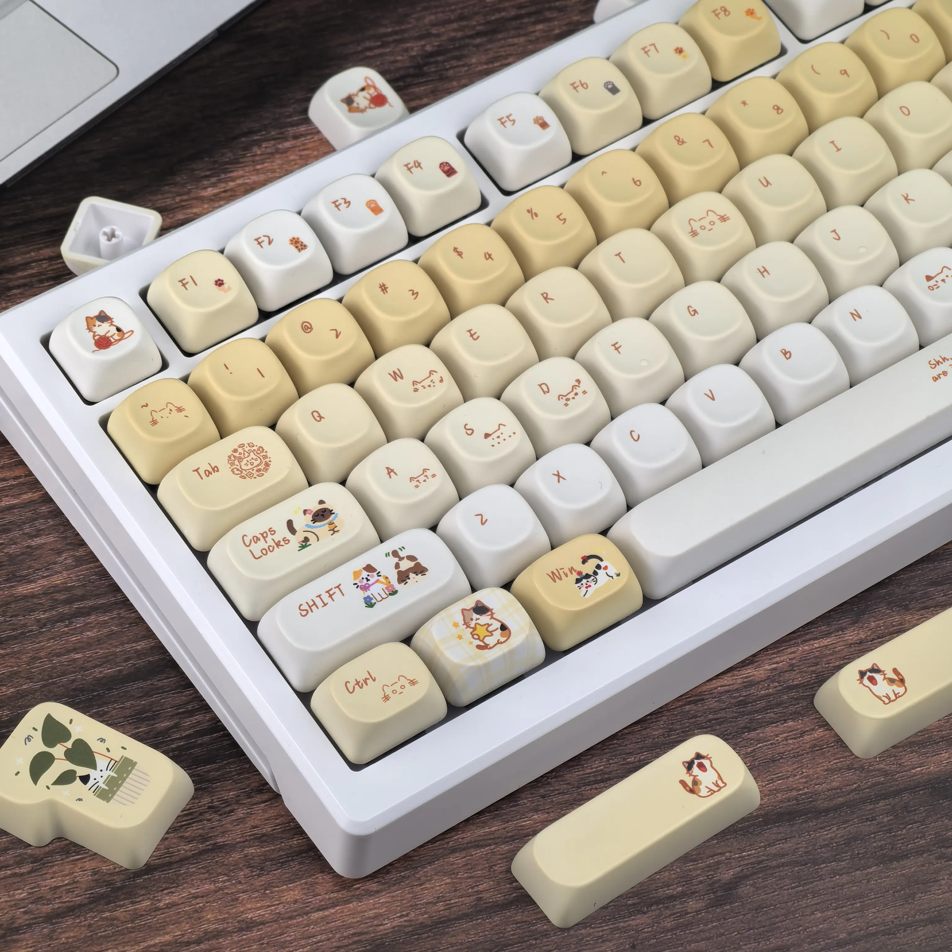 MAIMOOO Keycaps Cute Kitties Chick Yellow Korean Russian gradient Moa Cherry ISO layout Aula Ajazz Dareu keyboard keycap