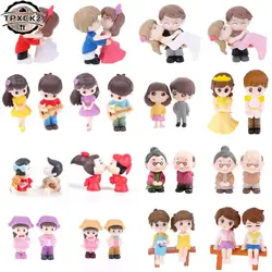 2pcs Lovers Couple Miniature Mini Doll DIY Terrarium Figurines Fairy Garden Decor Valentine's Day Gift Wedding Cake Topper Decor