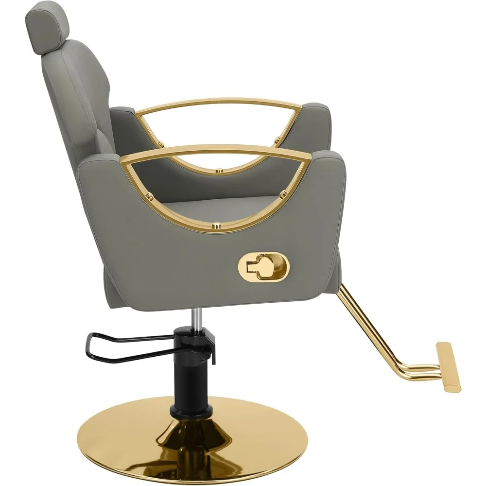 كرسي صالون احترافي لمصفف الشعر كرسي حلاق مستلق مع مضخة هيدروليكية شديدة التحمل صالون حلاقة دوار 360 درجة #3