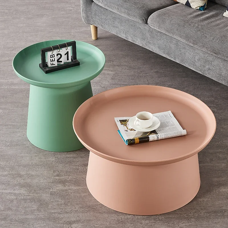 New Plastic Tea Table Round Coffee tool Modern Small Apartment Bay Window Balcony Furniture Combination Living Room Side Tables