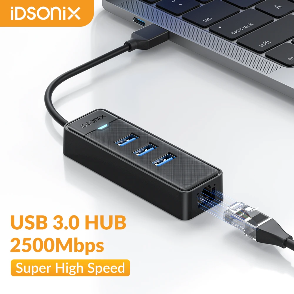 

iDsonix Type C HUB USB 3.0 Multi USB Splitter With 2500Mbps Ethernet USB to RJ45 Adapter for MacBook Laptop Computer Accessories