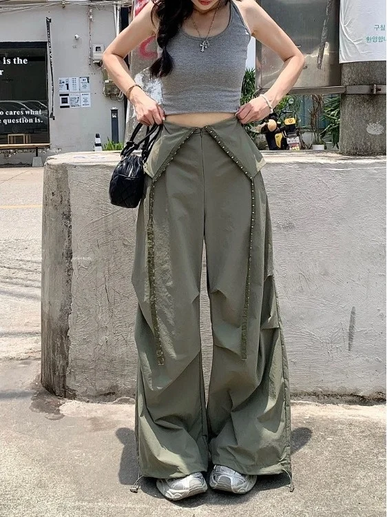 سراويل عمل جافة عالية الخصر للنساء لصيف 2025 سراويل طويلة غير رسمية واسعة الساق متعددة الاستخدامات تصميم Sensibili Ele #3