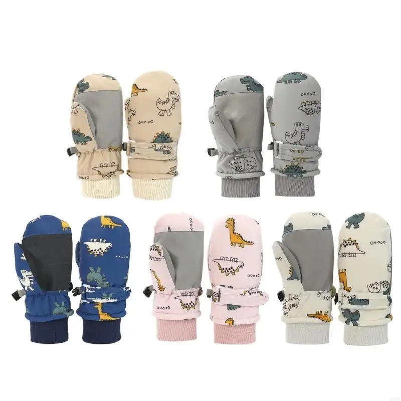 4XFE Cartoon Ski Mittens Quick Drying Design Kids Gloves Windproof for Infants