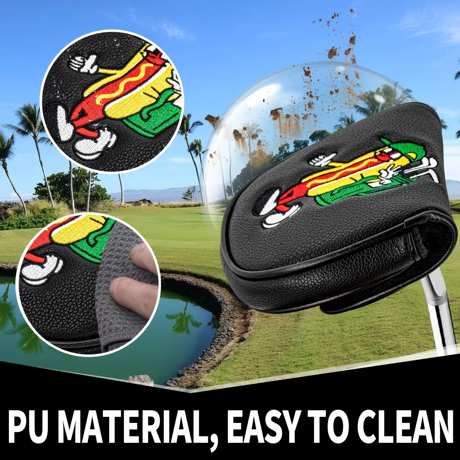 1pc Golf Putter Cover with Buffer Lining - Heavy Duty Magnetic Closure,Putters - Used for Golf Putters, Hot Dog Pattern Design, image 4