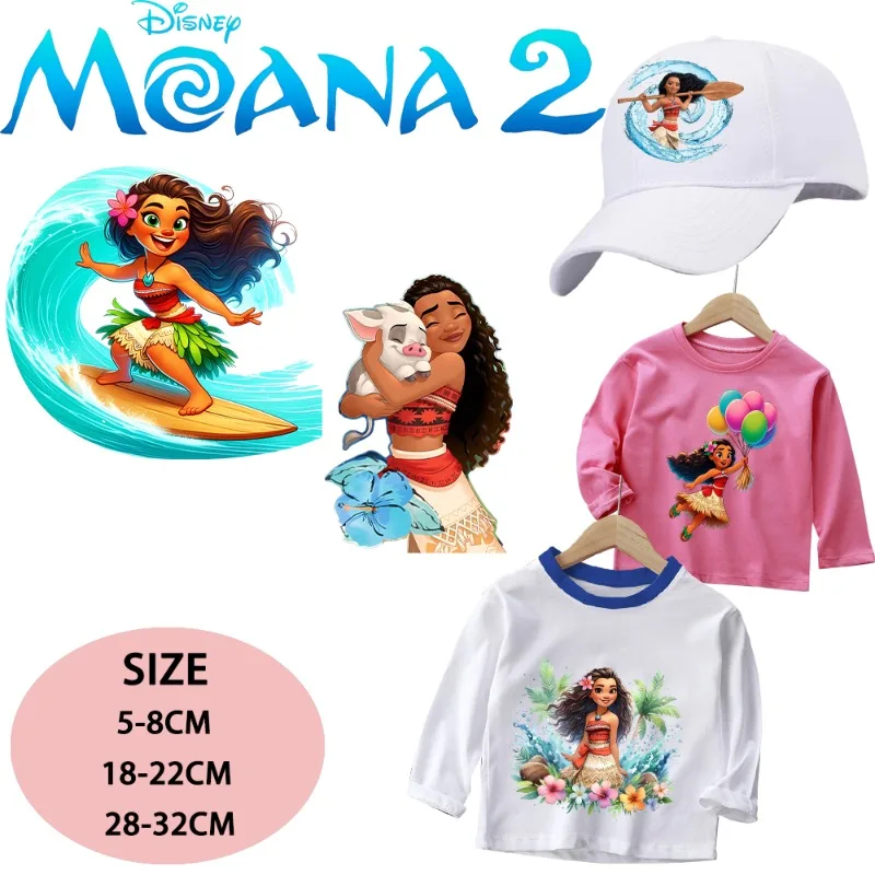 Disney Moana 2  Iron on Patches Washable Heat Thermal Transfer Stickers Anime Cartoon Derivative Peripherals Party Decor Gifts