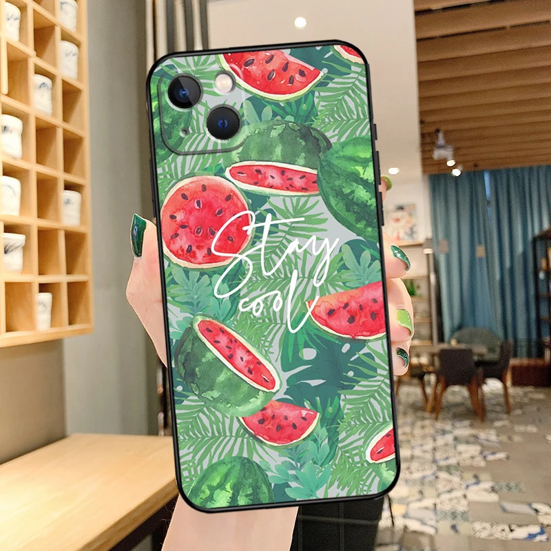 Cute Summer Fruit Watermelon Case For iPhone 14 15 16 13 12 11 Pro Max XR XS X Plus 12 13 Mini Phone Cover