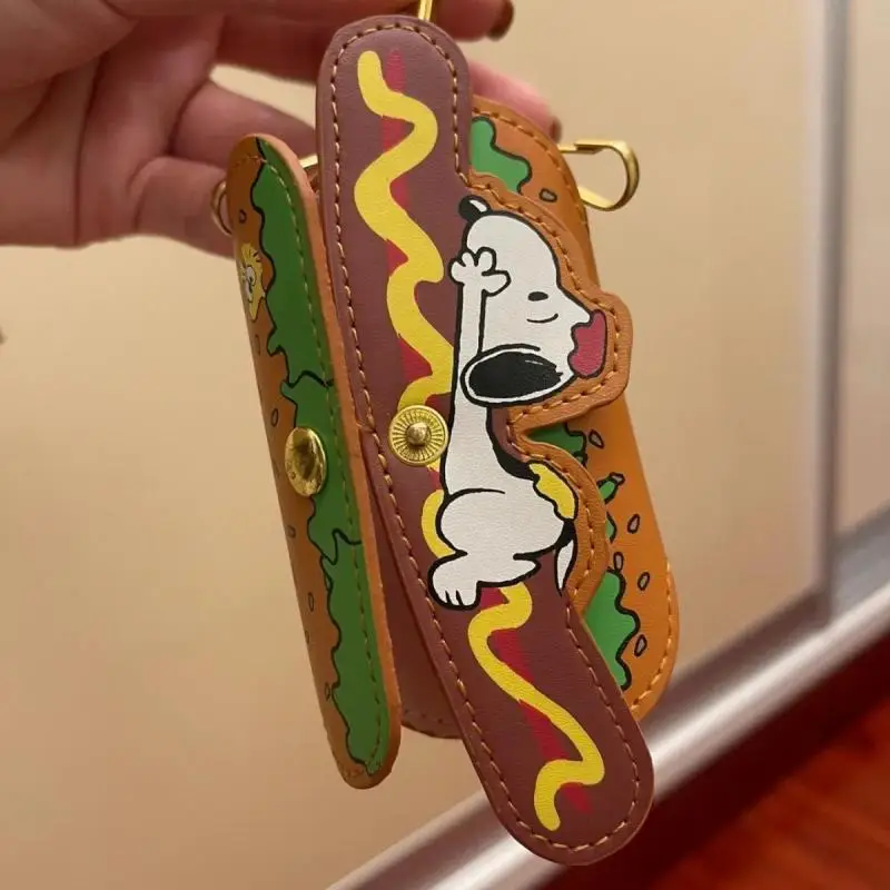 

Anime Kawaii Hot Dog Snoopy Mini Key Bag Car Keychain High Quality Portable Universal Protective Cover Housekeeper Key Case Gift