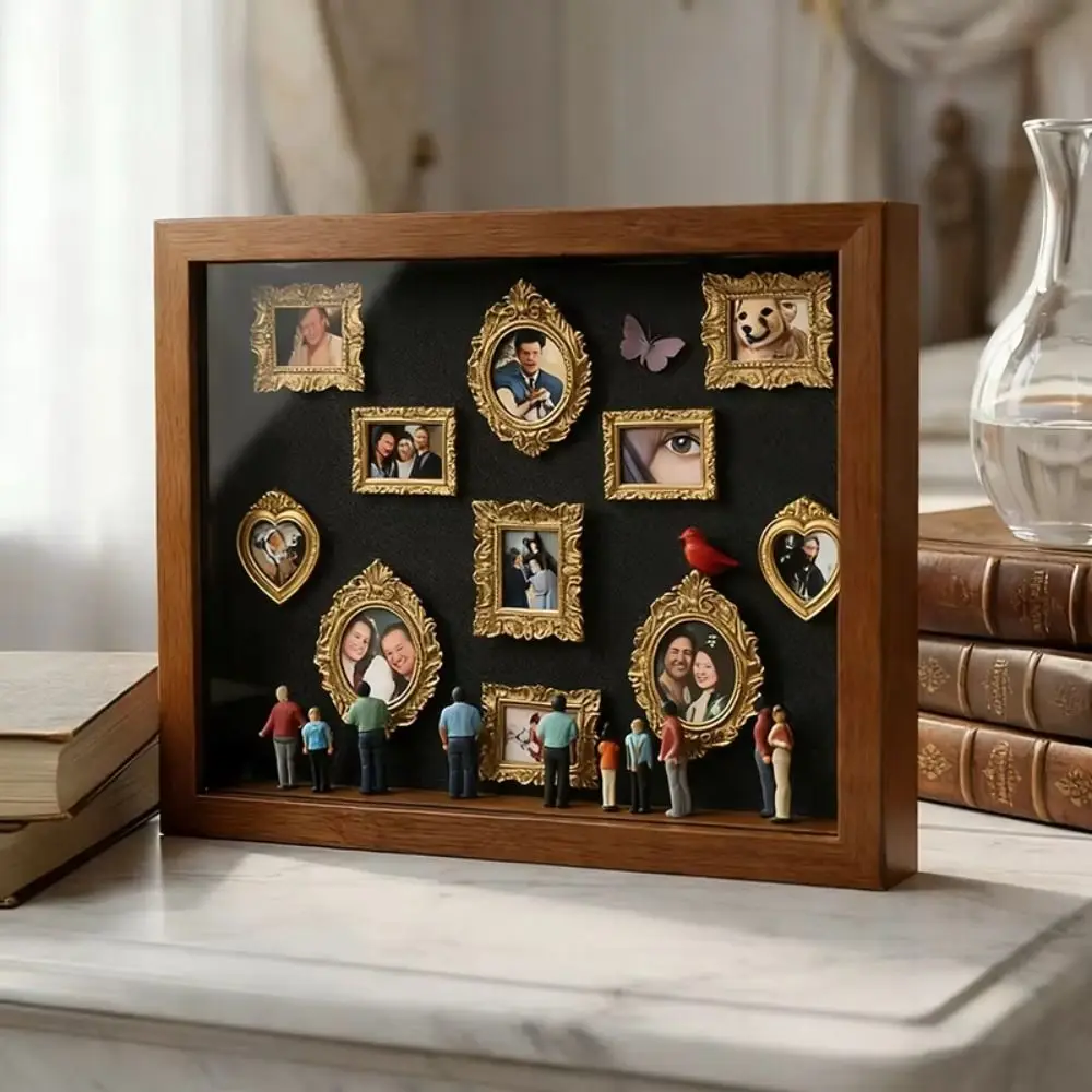 Silhouette Box DIY Mini Museum Box Gold Frames Mini Figurines Personalized DIY Photo Decor Keepsake Box Handmade Craft