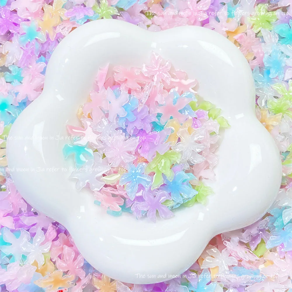 50 ชิ้น Ice - Clear ดอกไม้เล็บ Charms และอัญมณีผสมสี Lily ดอกไม้เล็บ Rhinestones 3D ฮาวายดอกไม้เล็บเครื่องประดับอุปกรณ์