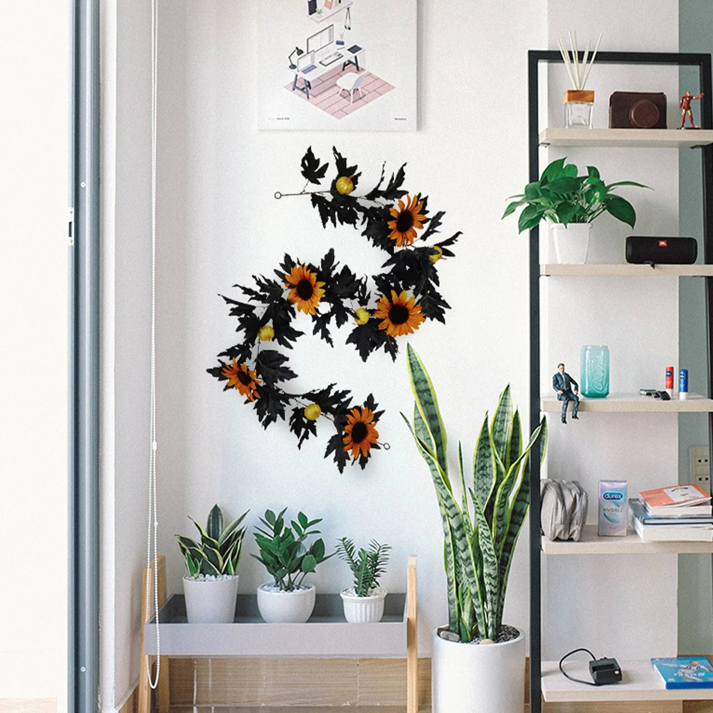 

Artificial Flower Simulated Maple Leaf Sunflower Pumpkin Decoration Silk Cloth Simulation Wreath Rattan