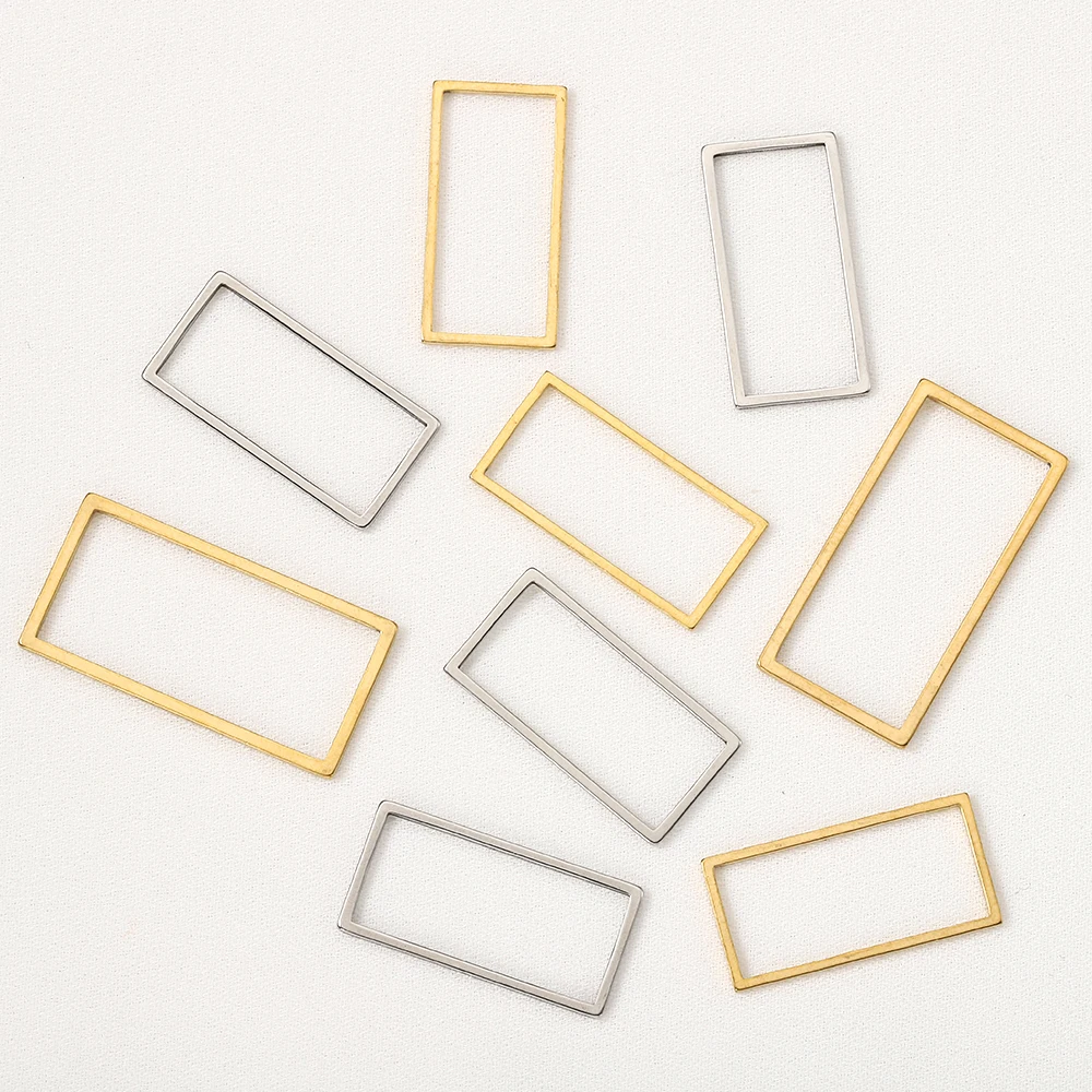 

20pcs Stainless Steel Rectangle Frame Decoration Charms Pendants for Gold Color Earrings Necklace DIY Jewelry Making Accessories