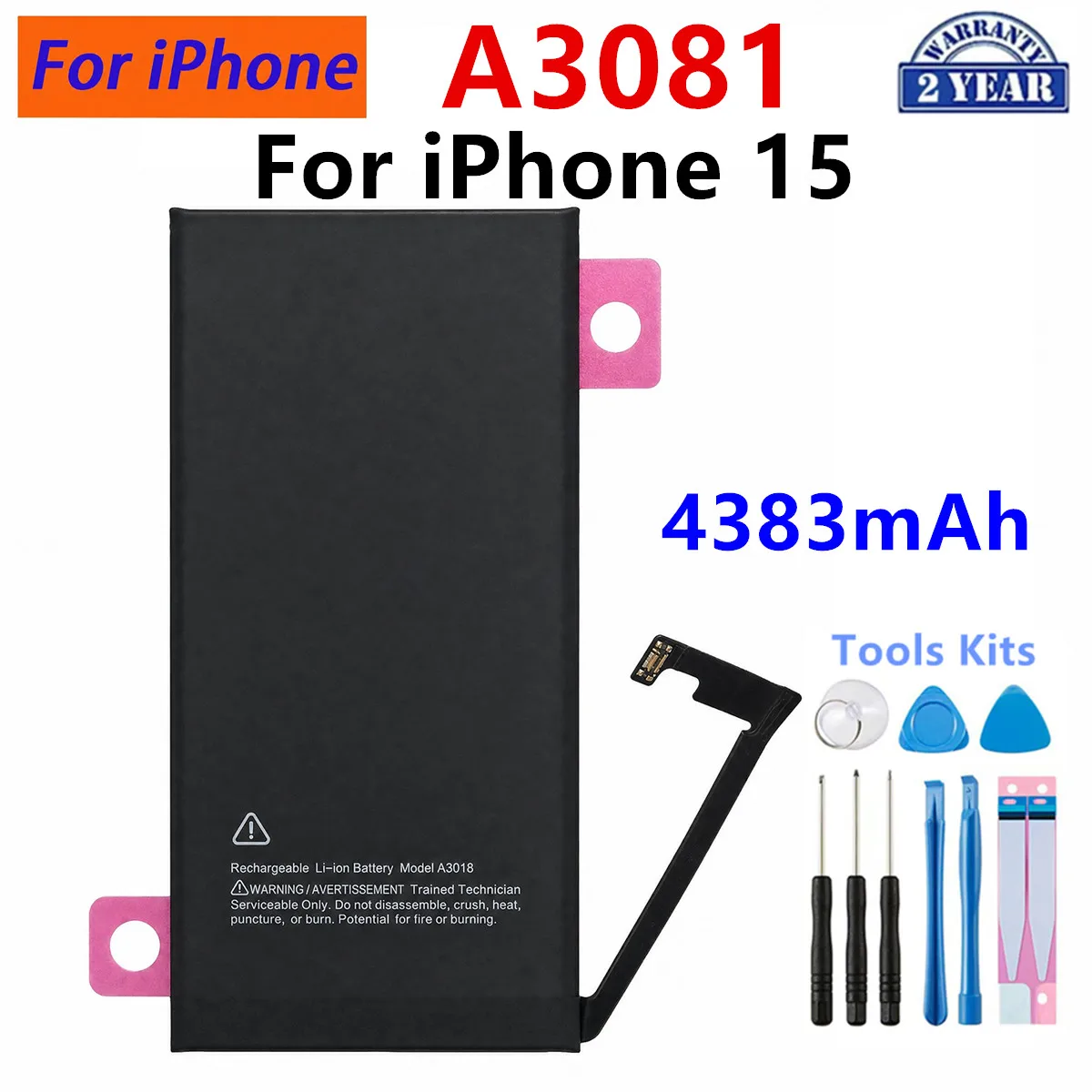 Brand New A3084 A3121 Replacement Battery For iPhone 15 plus iPhone 15 pro Max Mobile phone Batteries +Tools