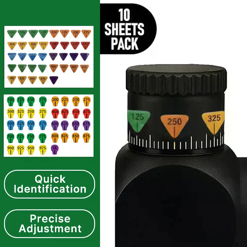 6/10 Sheets Rifle Scope Turret Stickers, Rifle Scope Turret Tags For Long Range Shooting Hunting, Fit Most Scope Caps