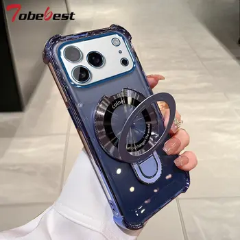 適用於 iPhone 17 Air 16 16E 15 14 Plus 13 12 11 Pro XS Max XR 的透明防震電鍍磁吸 Magsafe 支架手機殼,矽膠材質 10 最佳銷售 漂亮的iPhone手機殼 - №10