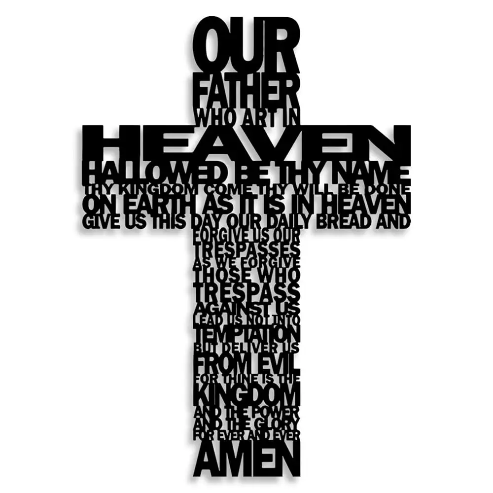 

Металлический настенный декор в виде креста - Декор в стиле рустик для фермерского дома, черный крест с молитвенными надписями, настенное искусство для дома, для гостиной, ванной комнаты, спальни