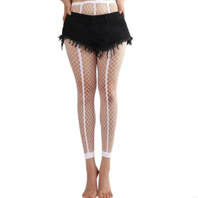 QXND Phụ nữ cao eo Fishnet không chân quần legging có hoa văn không chân quần lót pantyhose sheer fishnet đùi quà tặng cao