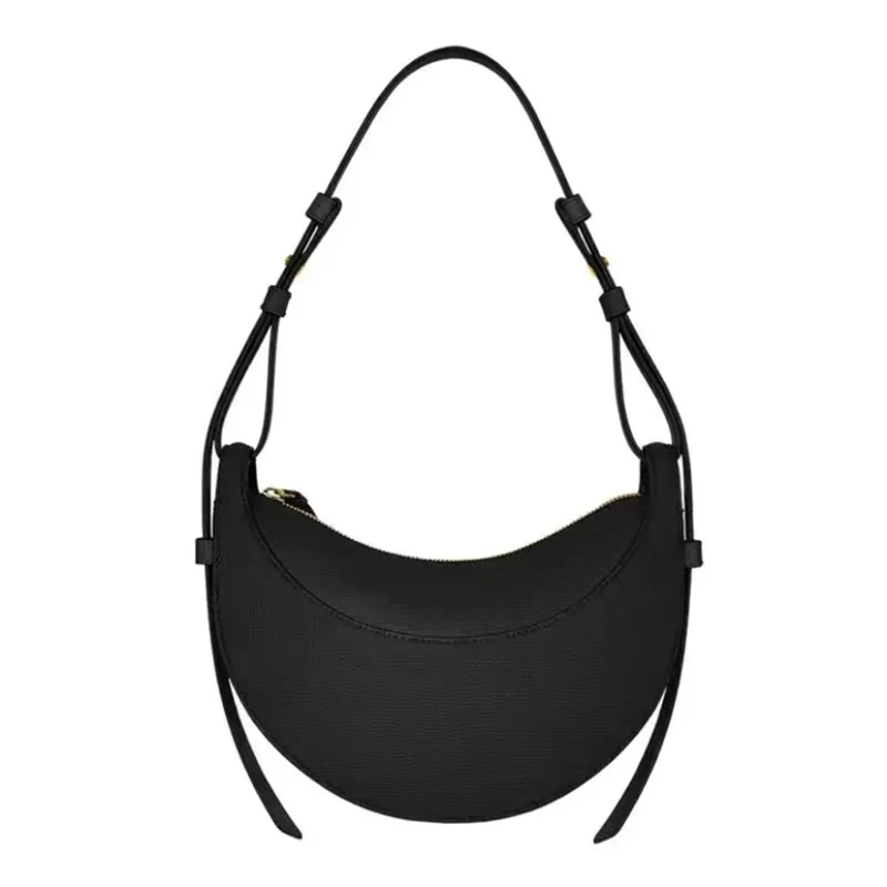 

2025 French fashion genuine leather women's shoulder bag, crescent bag, niche design zipper closure shoulder crossbody bag