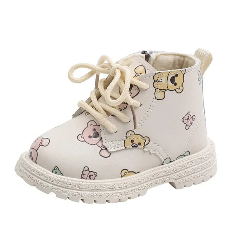 Botas para niños y niñas, zapatos de primavera y otoño, botas de cuero PU para bebés, zapatos de moda para niños pequeños, botas de nieve cálidas para invierno