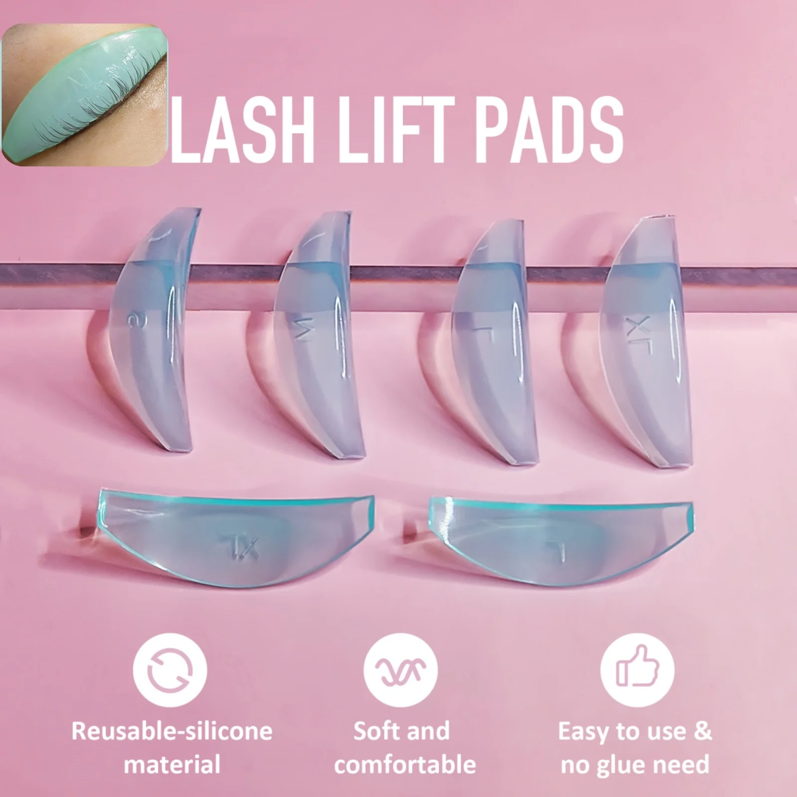 Lomansa 4 Paar L Curl Silikon Wimperndauerwelle Pad Heben Wimpern Stangen Schild Wimpernzange Zubehör Applikator Make-up-Tool