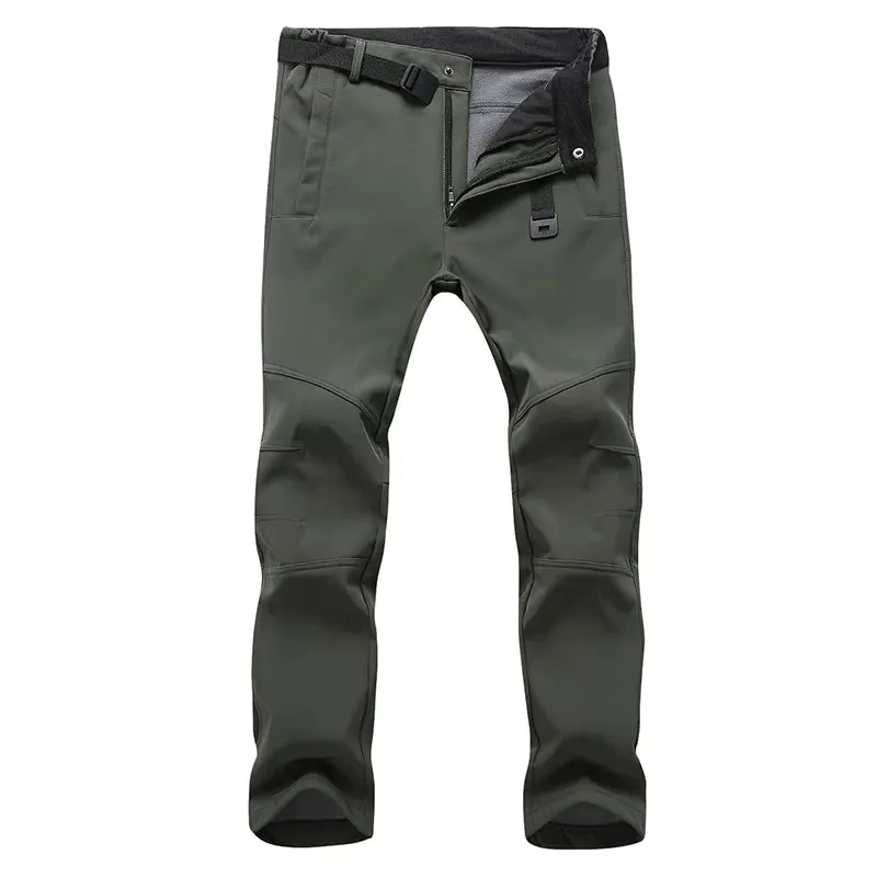 Men's Winter Thick Warm Fleece Shark Skin Tactical Pants Stretch Waterproof Long Trousers Male Camouflage Windbreaker Sweatpants