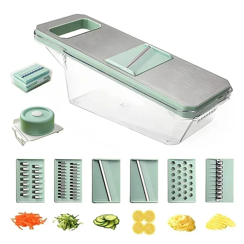 

New Popular Multi-function Grater 6-in-1 Vegetable Slicer 6 Blades To Easily Slice Shred And Chop Vegetables Kitchen Accessories
