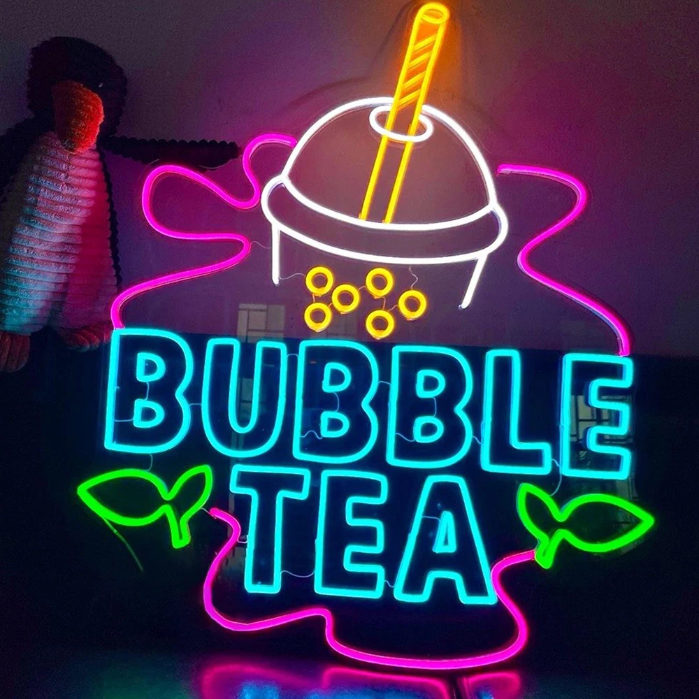 Bubble Tea Neon Sign Led Light Boba Tea Shop Room Decoration Bar Cafe Restaurant Decor Neon Light Wall Art Decoration Led Lamp