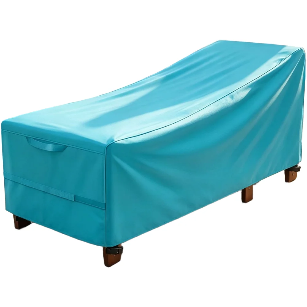 Chaise Lounge Protective Cover for Outdoor Use with 420D Oxford Fabric Waterproofing UV Protection and Drawstring Closure