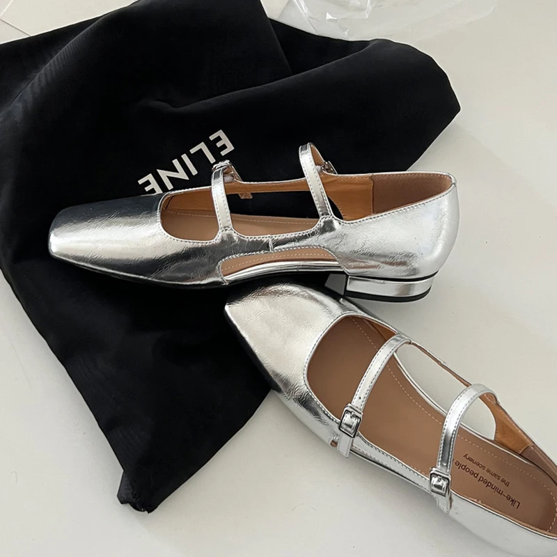 

Luee Deer Mary Jane oes Leopard Print Genuine Leather Flat Women's Versatile Square Head Low Heel Hollow out Retro Single...