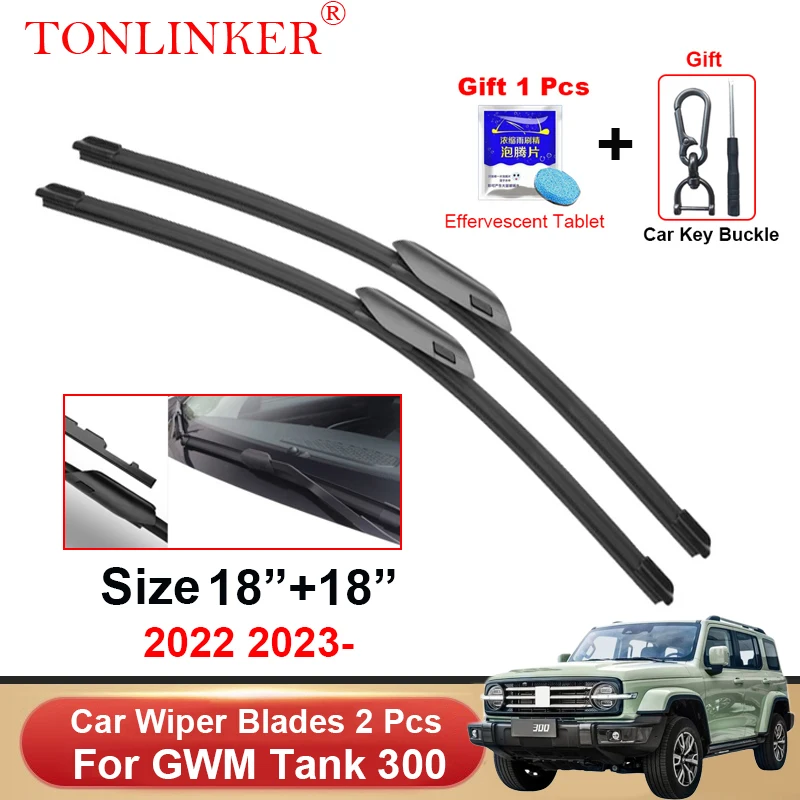 

TONLINKER Car Front Windscreen Wiper Blades For GWM TANK 300 2022 2023 2.0 AT 4WD Accessories Wiper Blade Brushes Cutter Goods