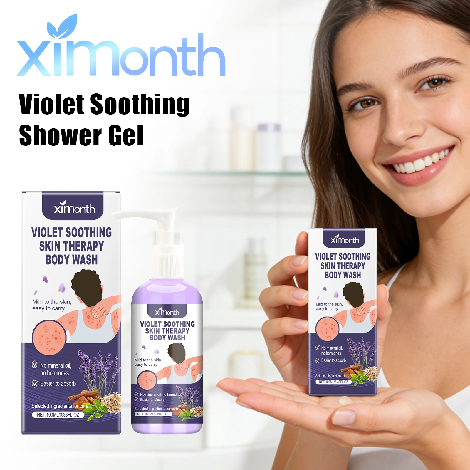 

Violet Shower Gel Unique Fragrance Gentle Cleaning Easy Foaming Nourishing Skin Reduce Dryness Relieve Skin Discomfort Body Wash