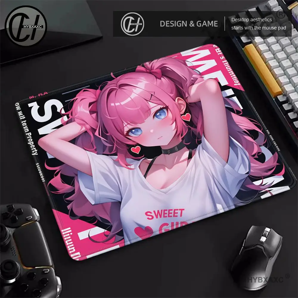 

HYBXAXC Kawaii Anime Girl Tempered MousePad Premium PV Glass Surface, Ultra-Glide for FPS Stylish Professional eSports Desk Mat