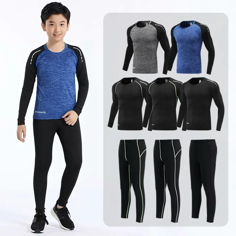 Kids Basketball Football Sportswear Suit Outdoor Workout Compression Sports Clothing Baseball Cycling Running Fitness Tracksuits