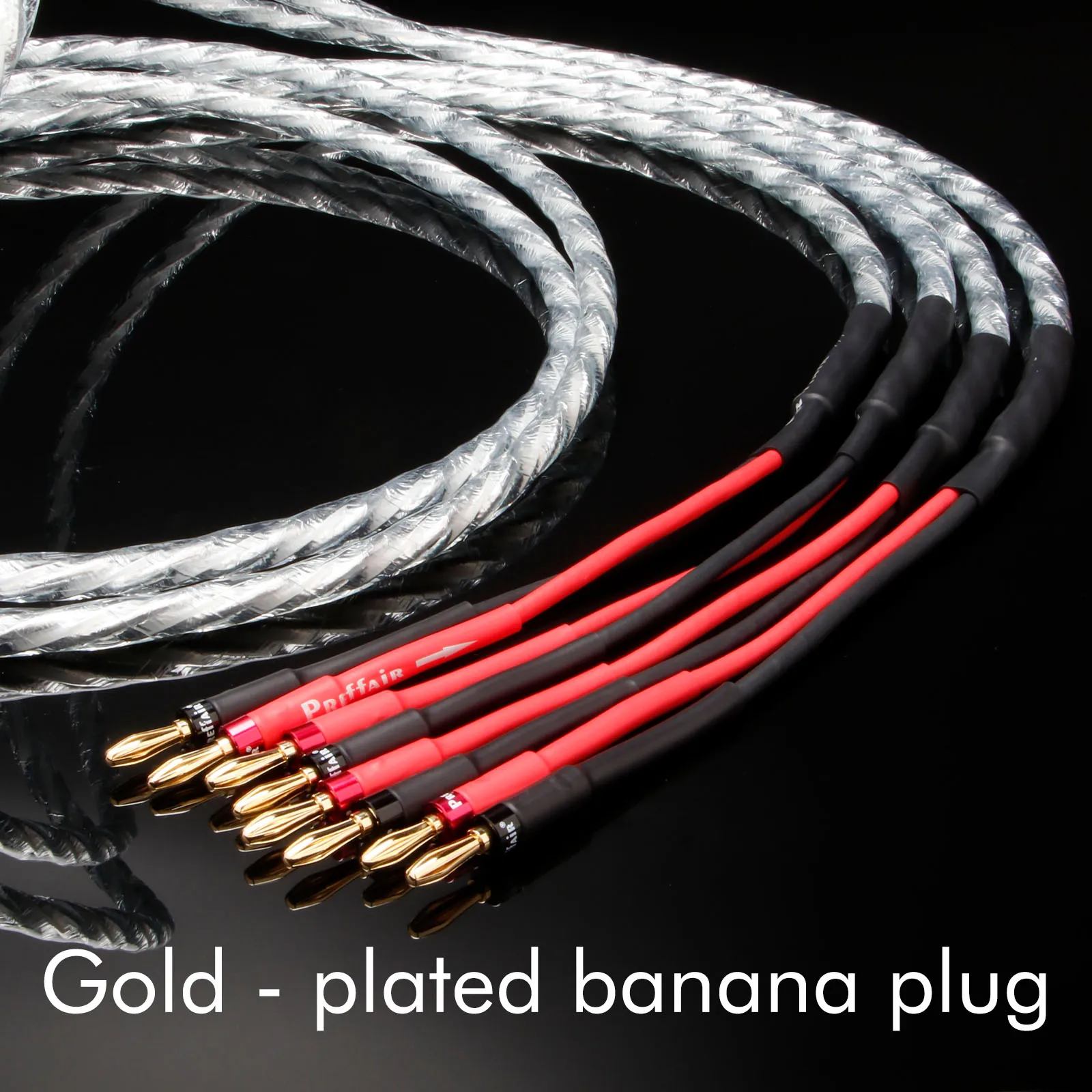 Paar Lautsprecherkabel OCC versilbertes Subwoofer-Kabel mit Bananensteckern und Y-Steckern für Lautsprecher, CD-Player und Verstärker – Detail 2